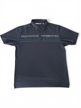 Travis Mathew Navy Polo with Horizontal Chest Stripes
